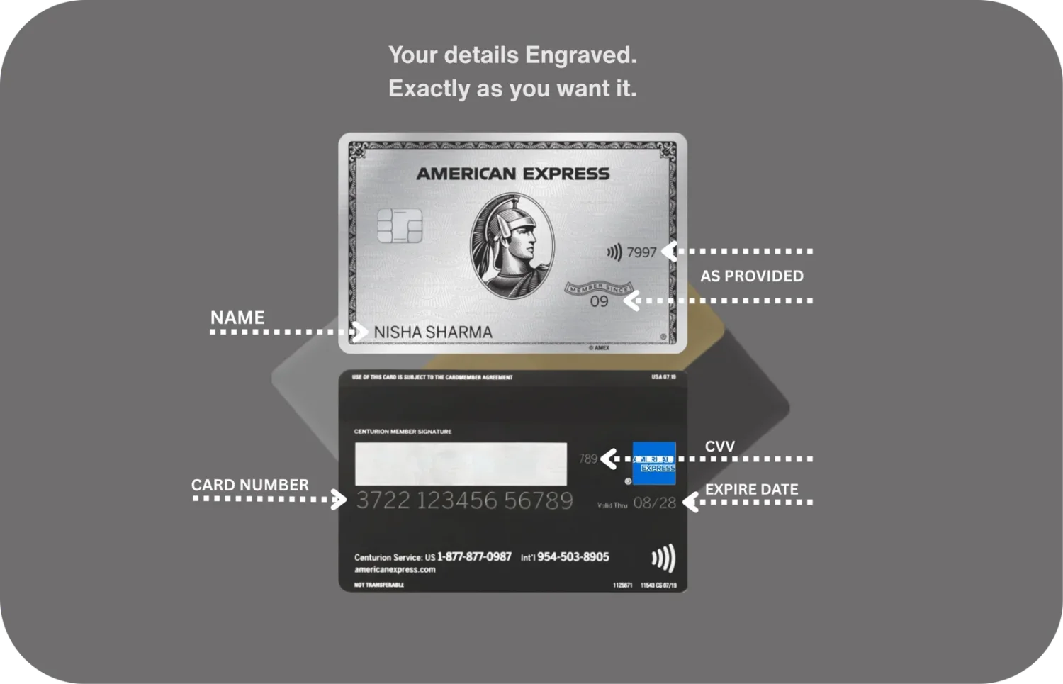 Your details engraved exactly as provided